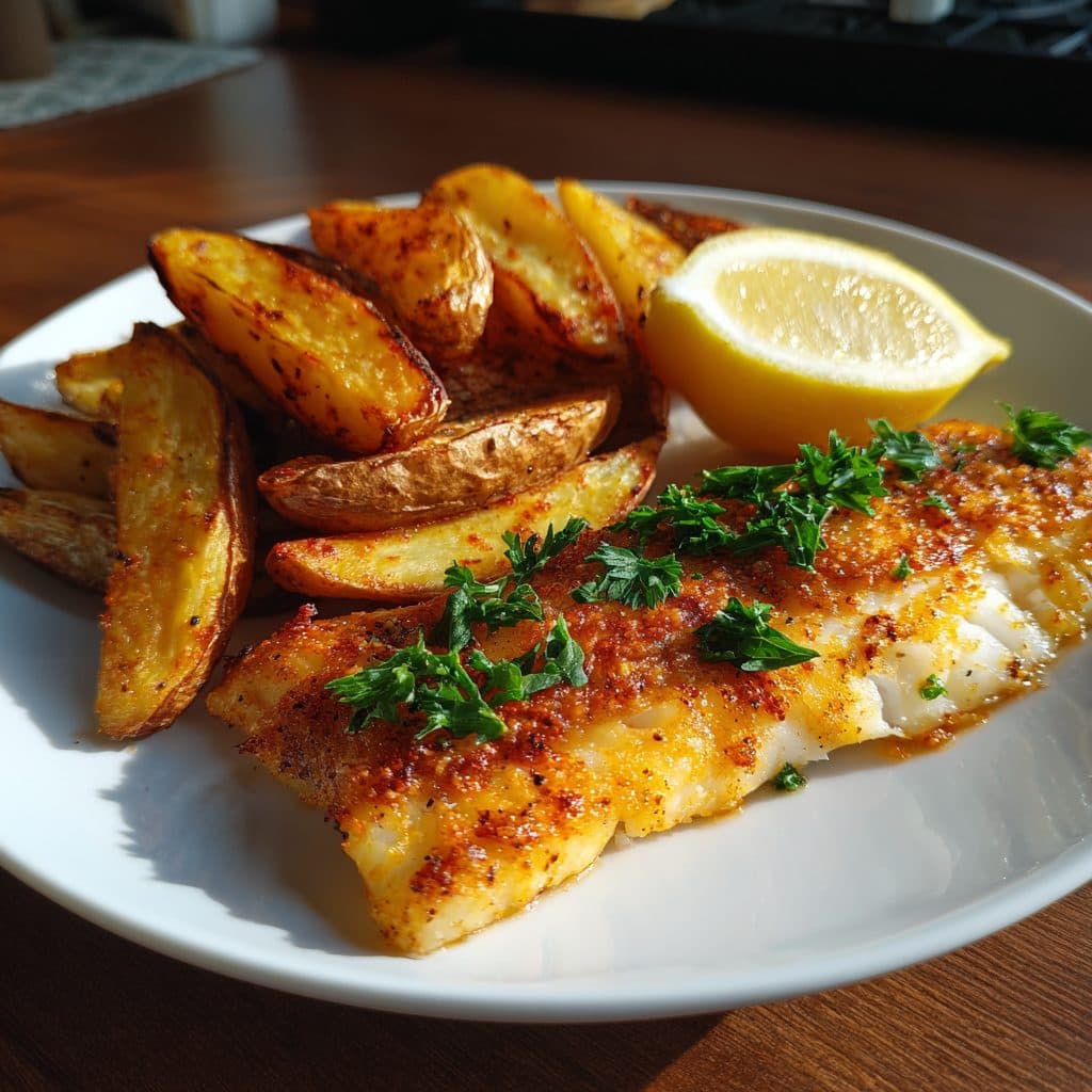 Baked Cod with Crispy Potato Wedges