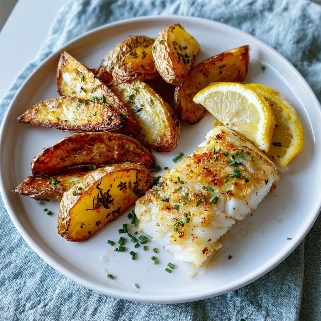 Baked Cod with Herb Roasted Potatoes
