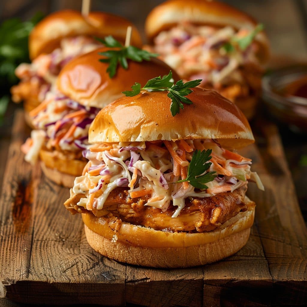 BBQ Chicken Sliders with Creamy Coleslaw