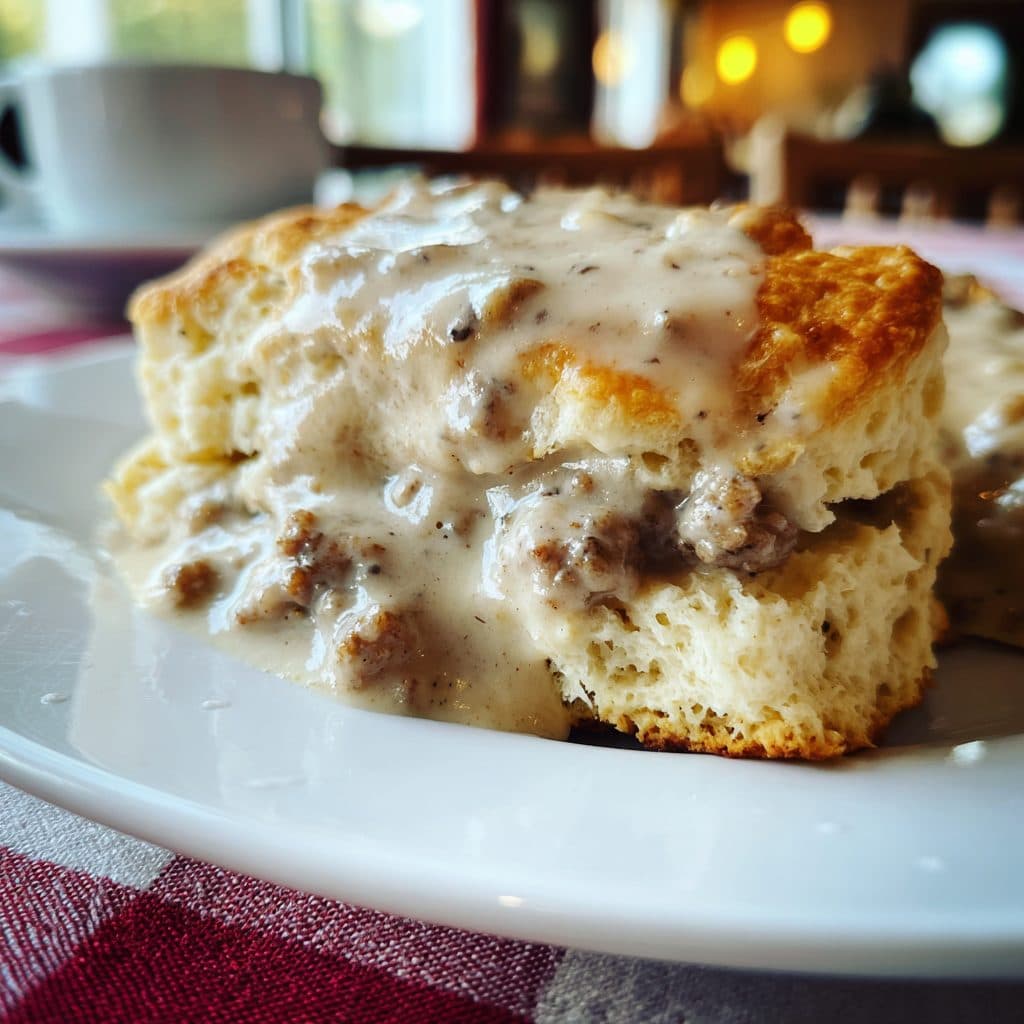 Buttermilk Biscuits with Chicken Sausage Gravy