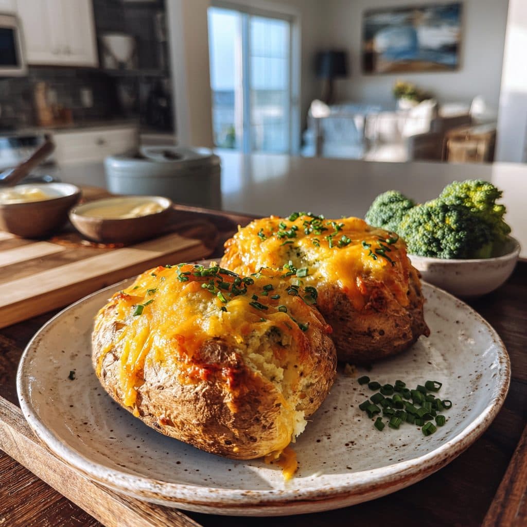 Cheesy Broccoli Cheddar Stuffed Potatoes