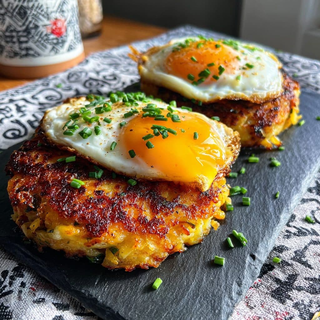 Cheesy Colcannon Cakes with Crispy Fried Eggs