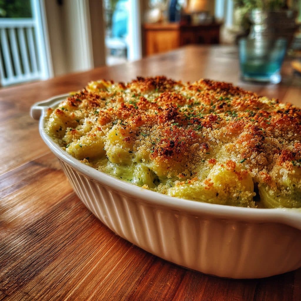 Cheesy Green Macaroni and Cheese Bake