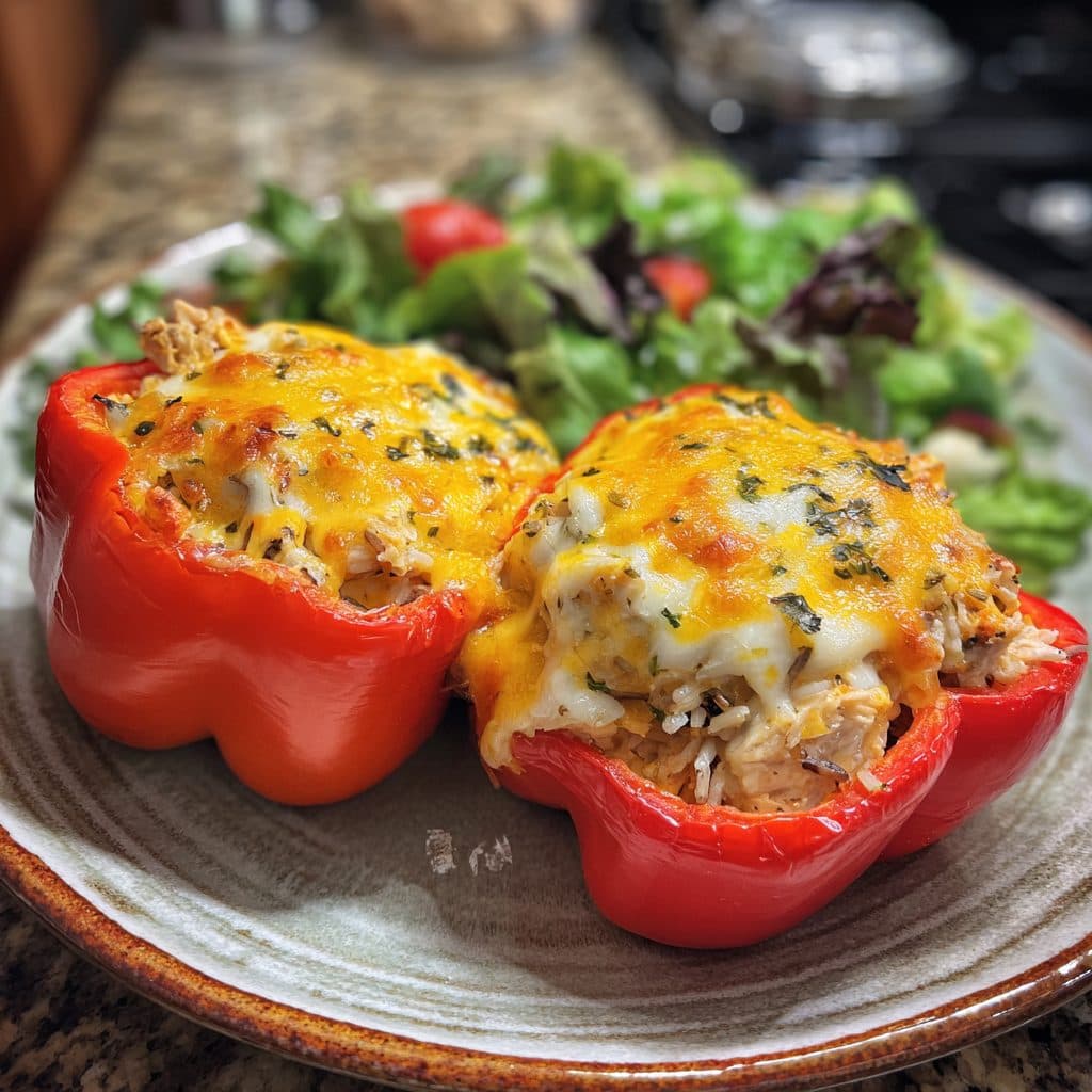 Chicken and Wild Rice Stuffed Bell Peppers
