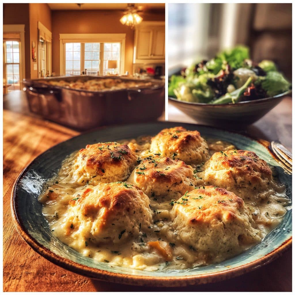 Chicken & Leek Pot Pie with Herb Biscuit Topping
