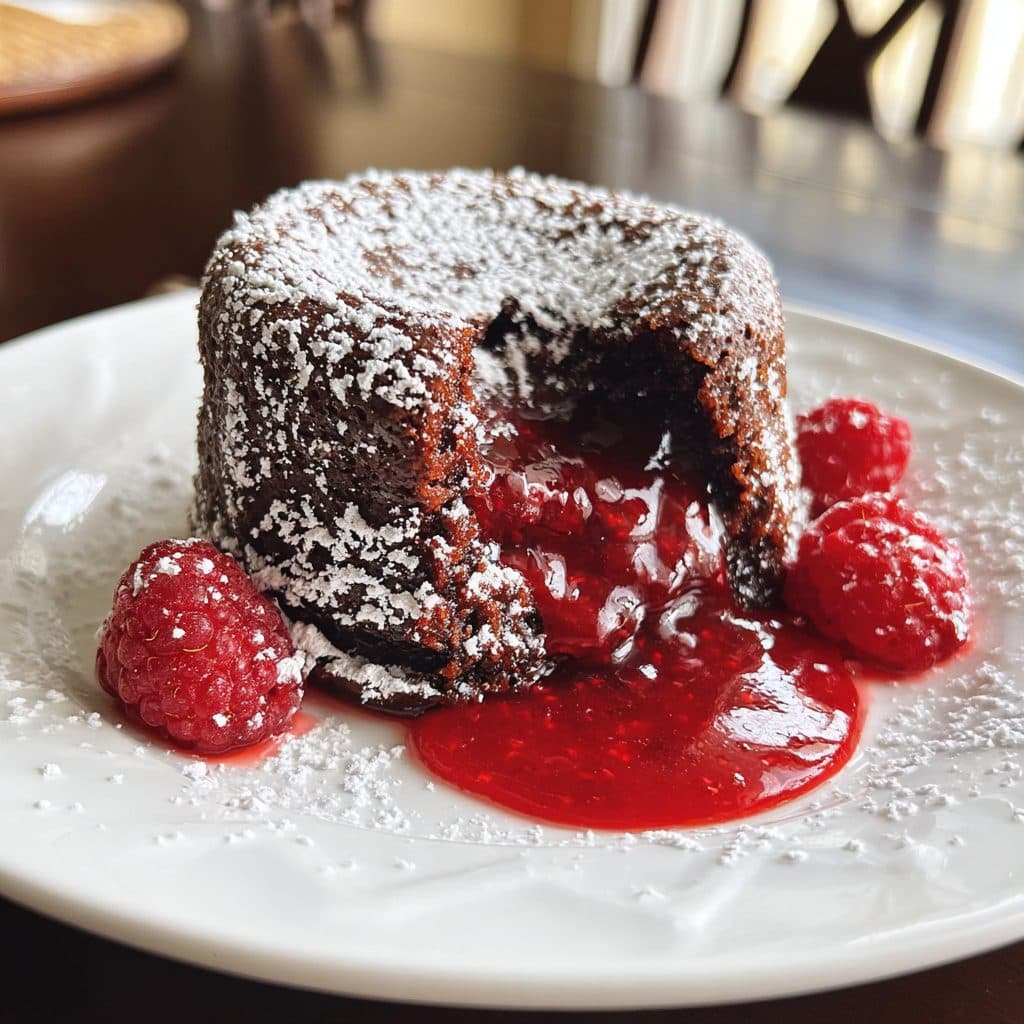 Chocolate Lava Cakes with Raspberry Coulis