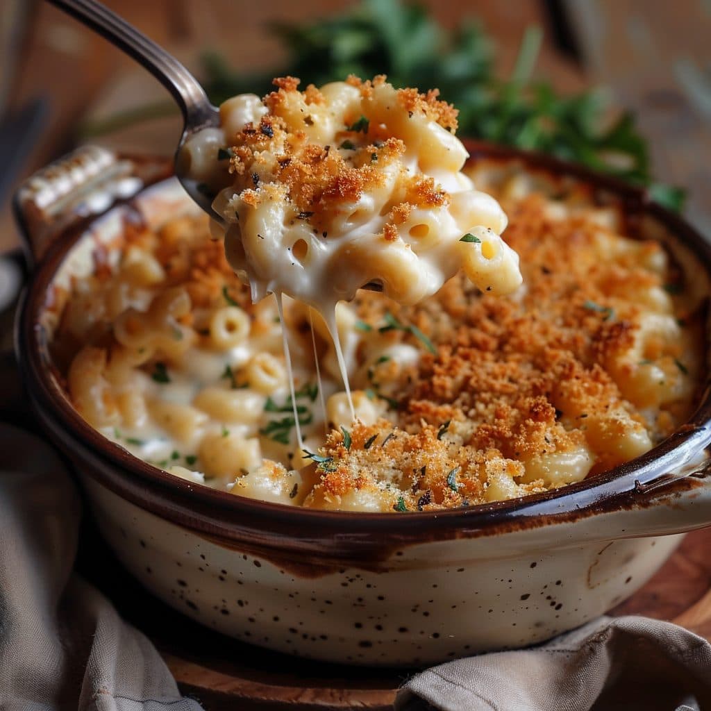 Classic Baked Macaroni and Cheese with Crispy Breadcrumbs