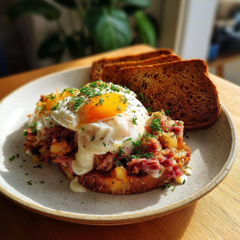 Classic Corned Beef Hash with Poached Eggs