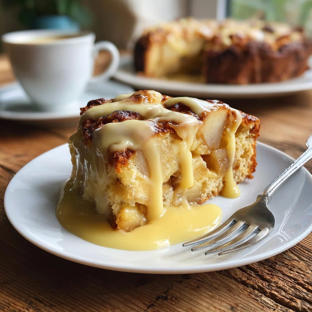 Classic Irish Apple Cake with Warm Custard Sauce