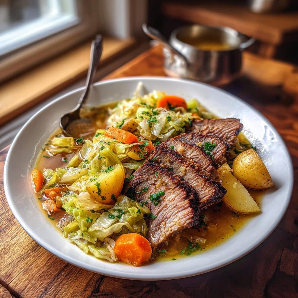 Classic Slow-Cooked Brisket with Cabbage