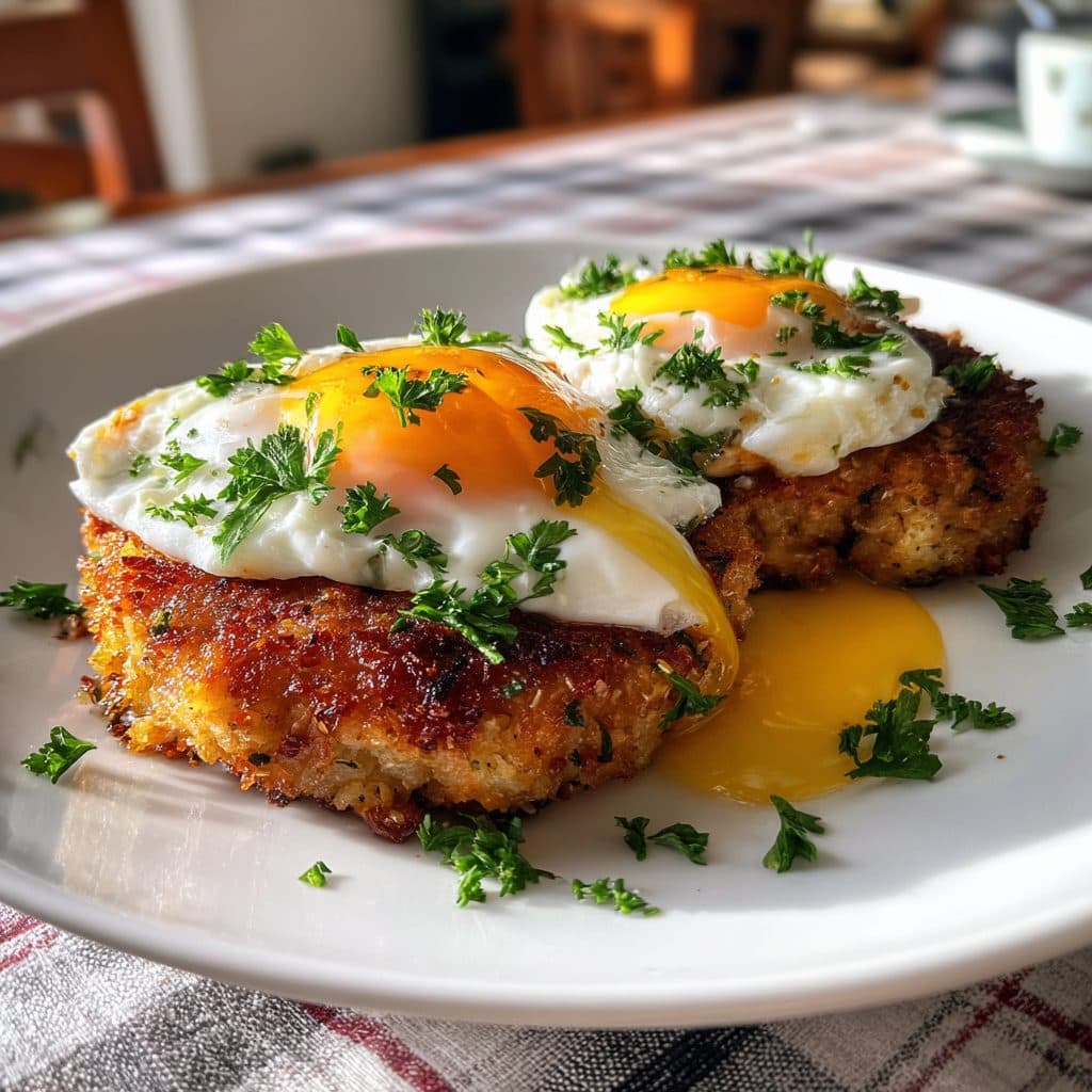 Corned Beef Hash Patties with Poached Eggs