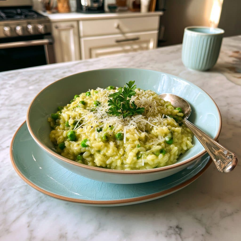 Creamy Asparagus and Pea Risotto