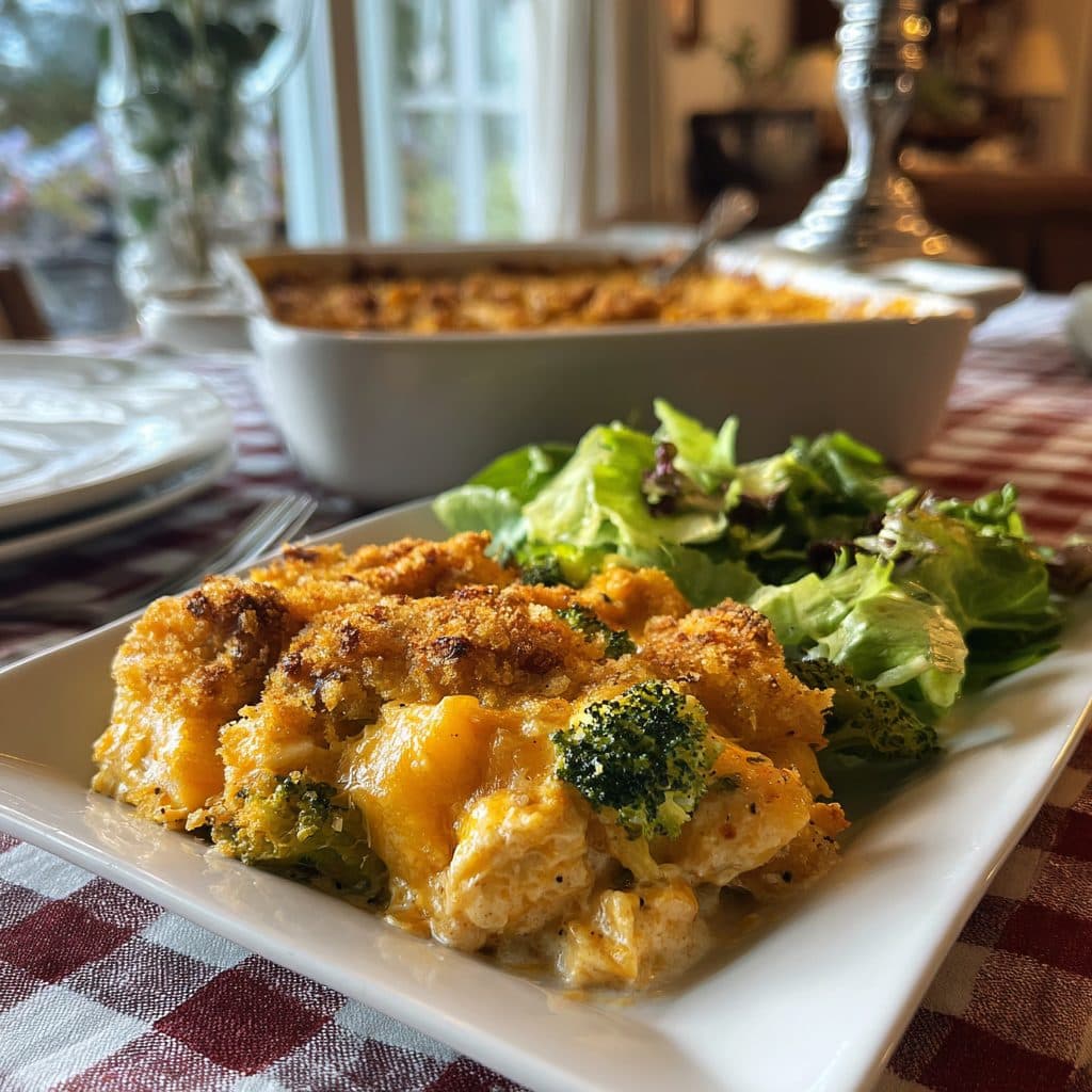 Creamy Chicken and Broccoli Bake with Cheddar Crumb Topping