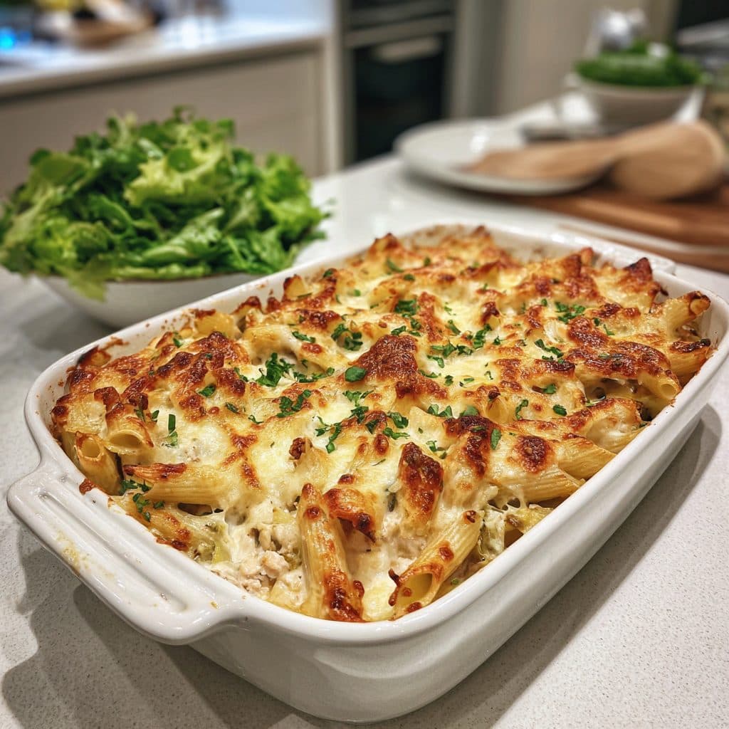Creamy Chicken and Leek Pasta Bake