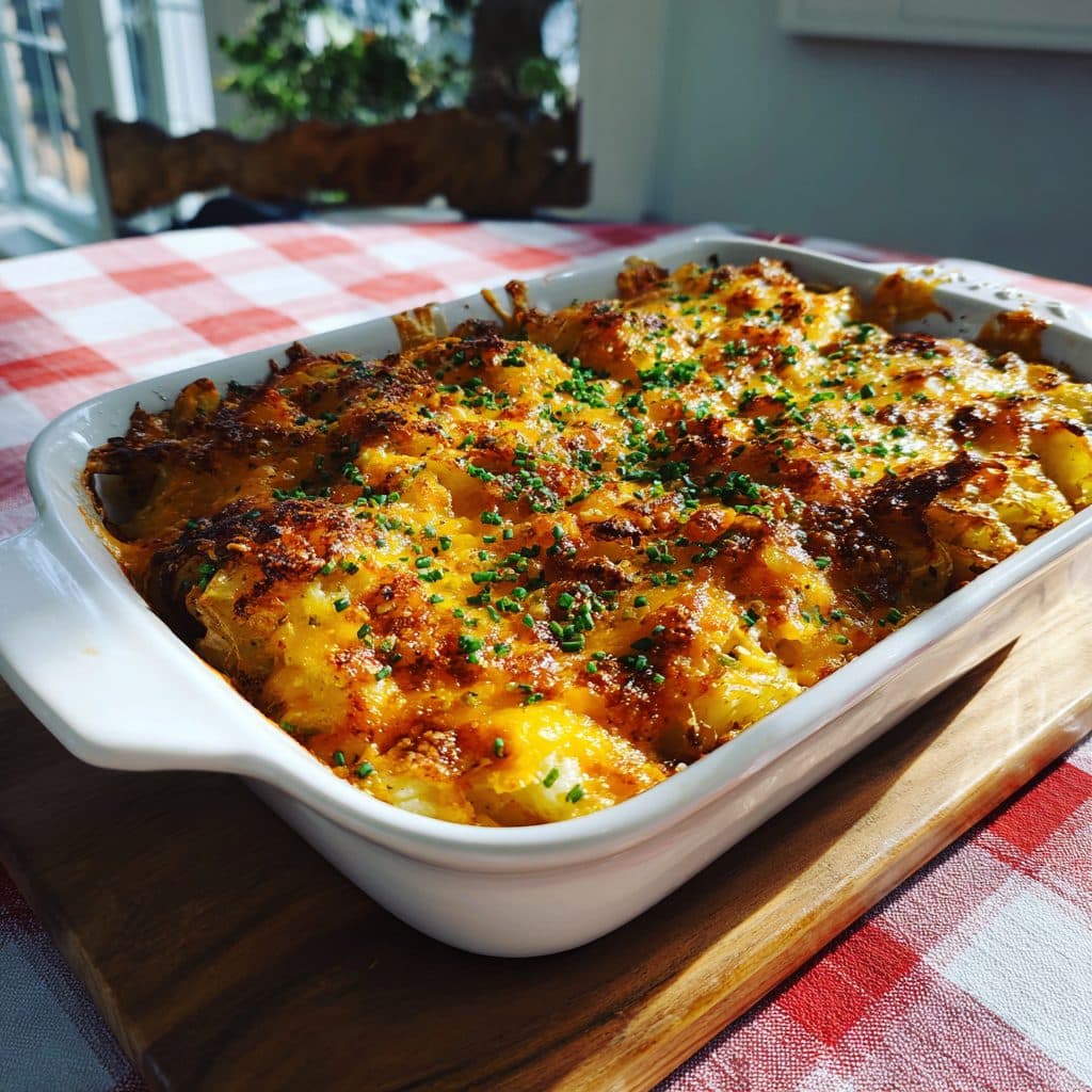 Creamy Chive and Cheddar Baked Potato Casserole