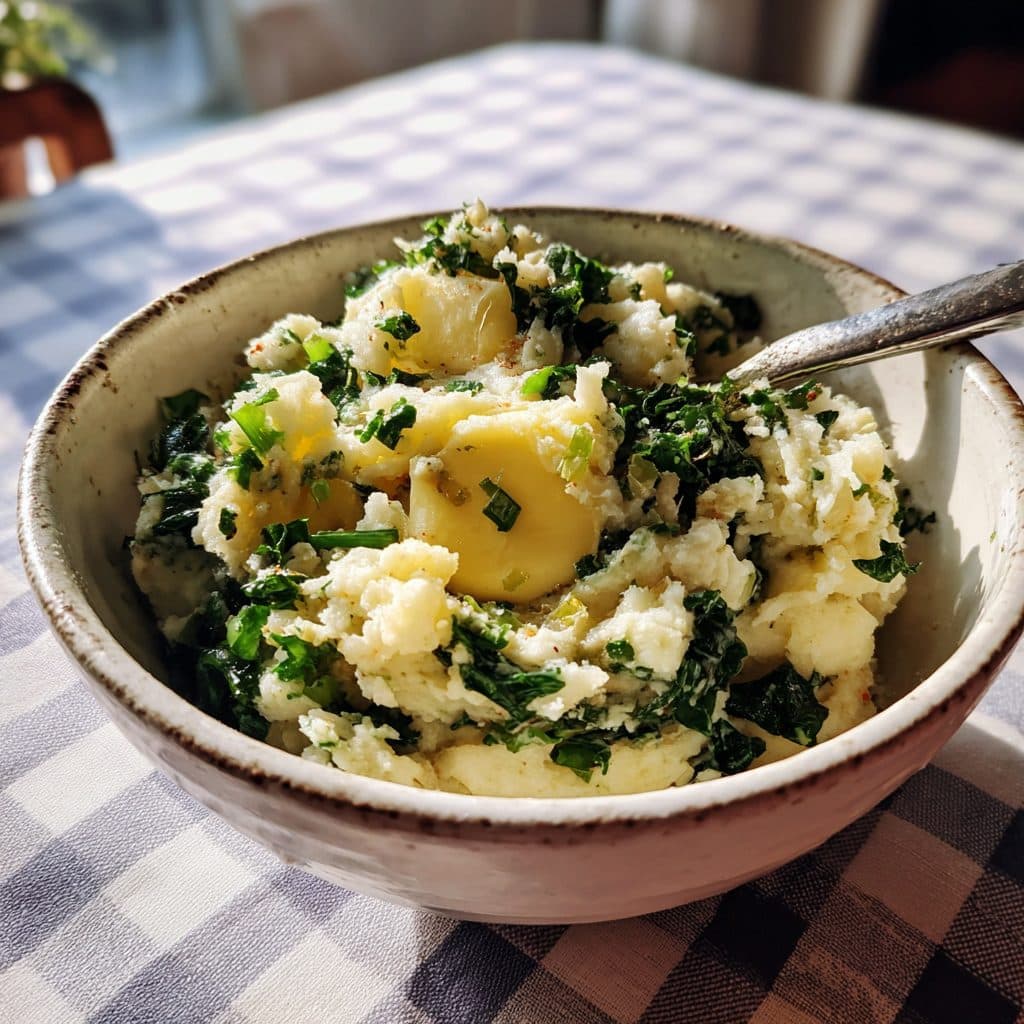 Creamy Colcannon Mashed Potatoes with Kale and Scallions