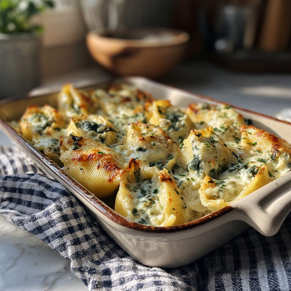 Creamy Spinach and Artichoke Stuffed Shells