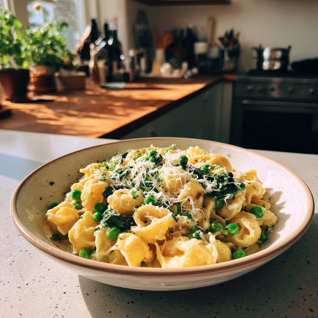Creamy Spring Vegetable Pasta with Peas and Spinach