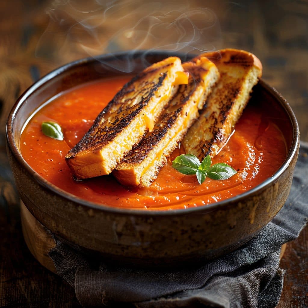 Creamy Tomato Soup with Grilled Cheese Dippers