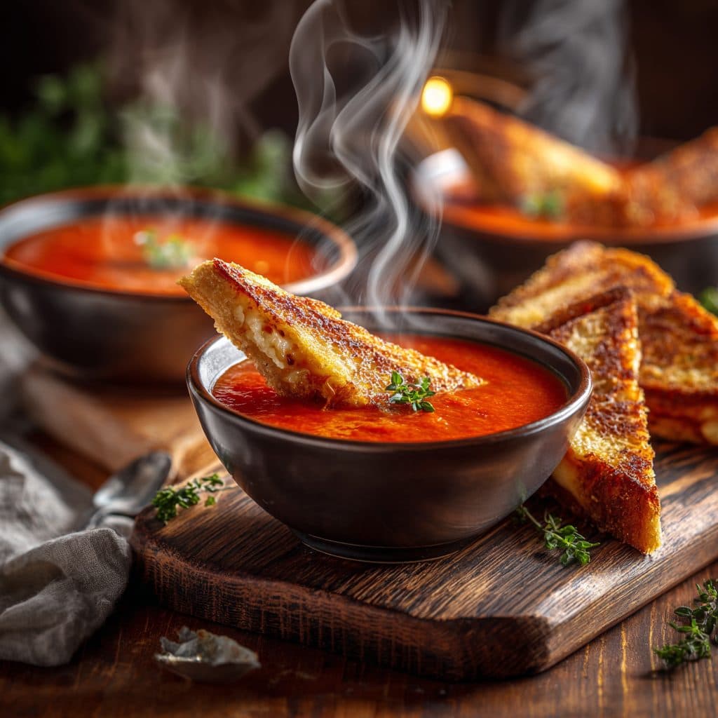 Creamy Tomato Soup with Grilled Cheese Dippers