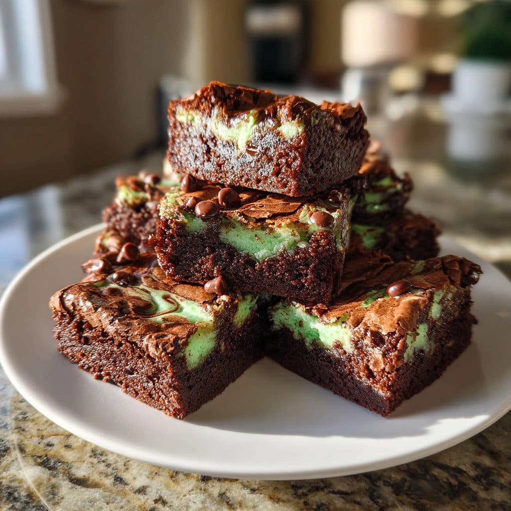 Decadent Mint Chocolate Chip Swirl Brownies
