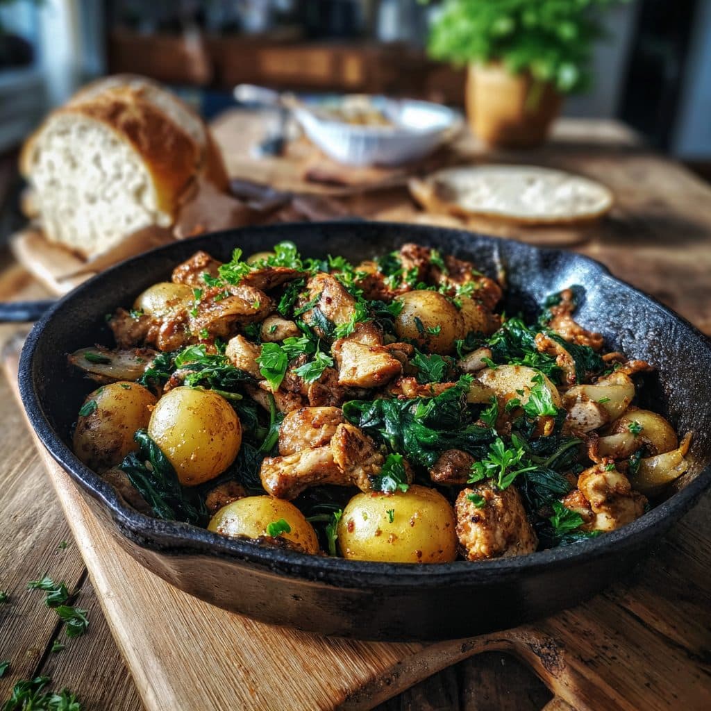 Emerald Isle Chicken Skillet with Spinach and Potatoes