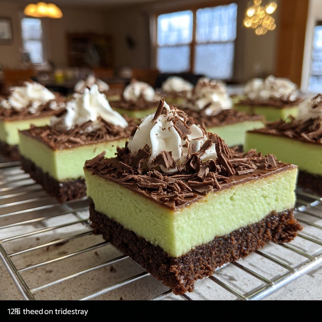 Emerald Isle" Mint Chocolate Cheesecake Bars