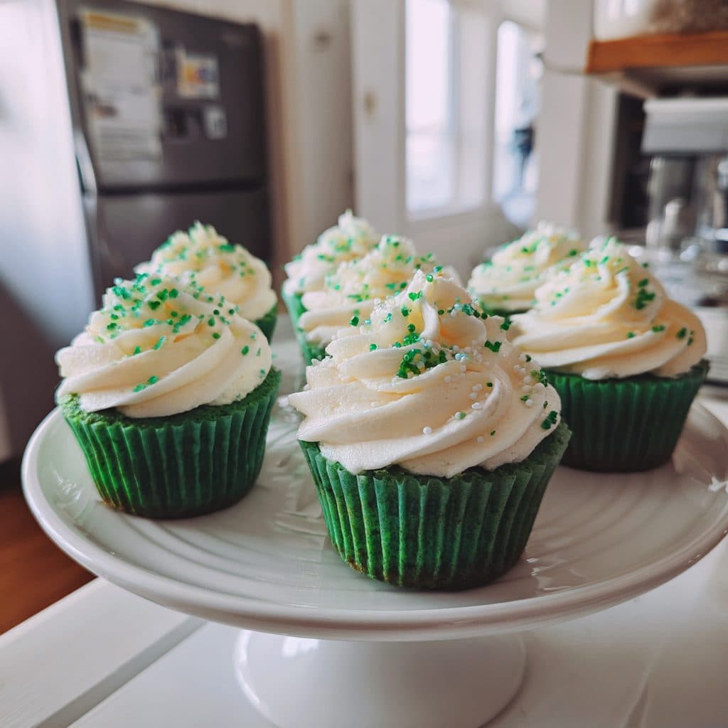 Festive Green Velvet Cupcakes with Cream Cheese Frosting