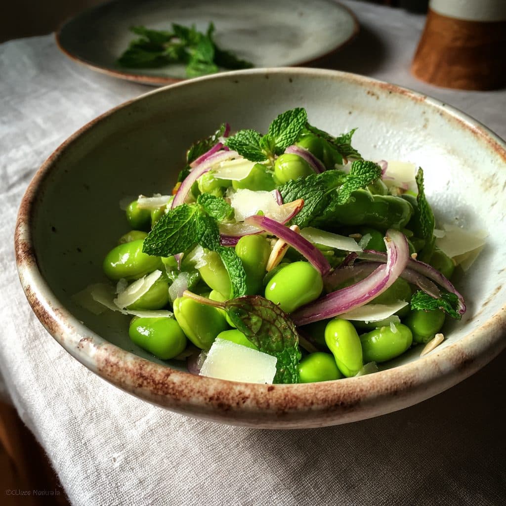 Fresh Fava Bean Salad with Mint, Pecorino, and Lemon Dressing