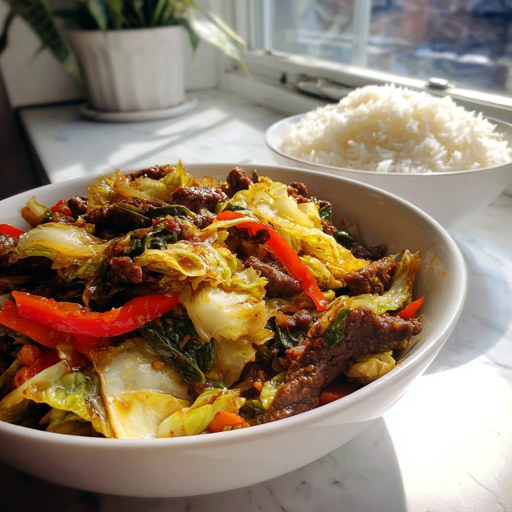 Ginger Garlic Beef and Cabbage Stir-Fry