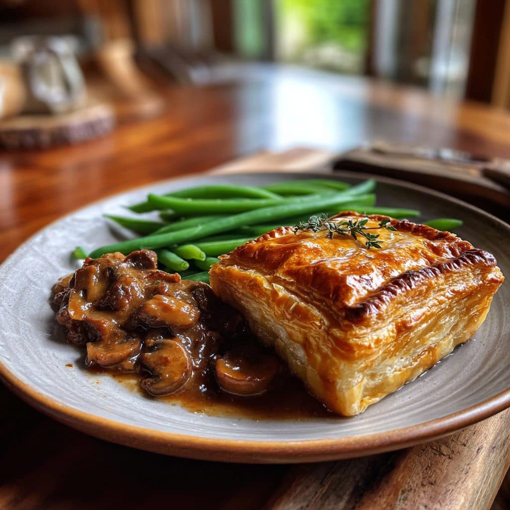 Hearty Beef & Mushroom Pot Pie with Flaky Pastry