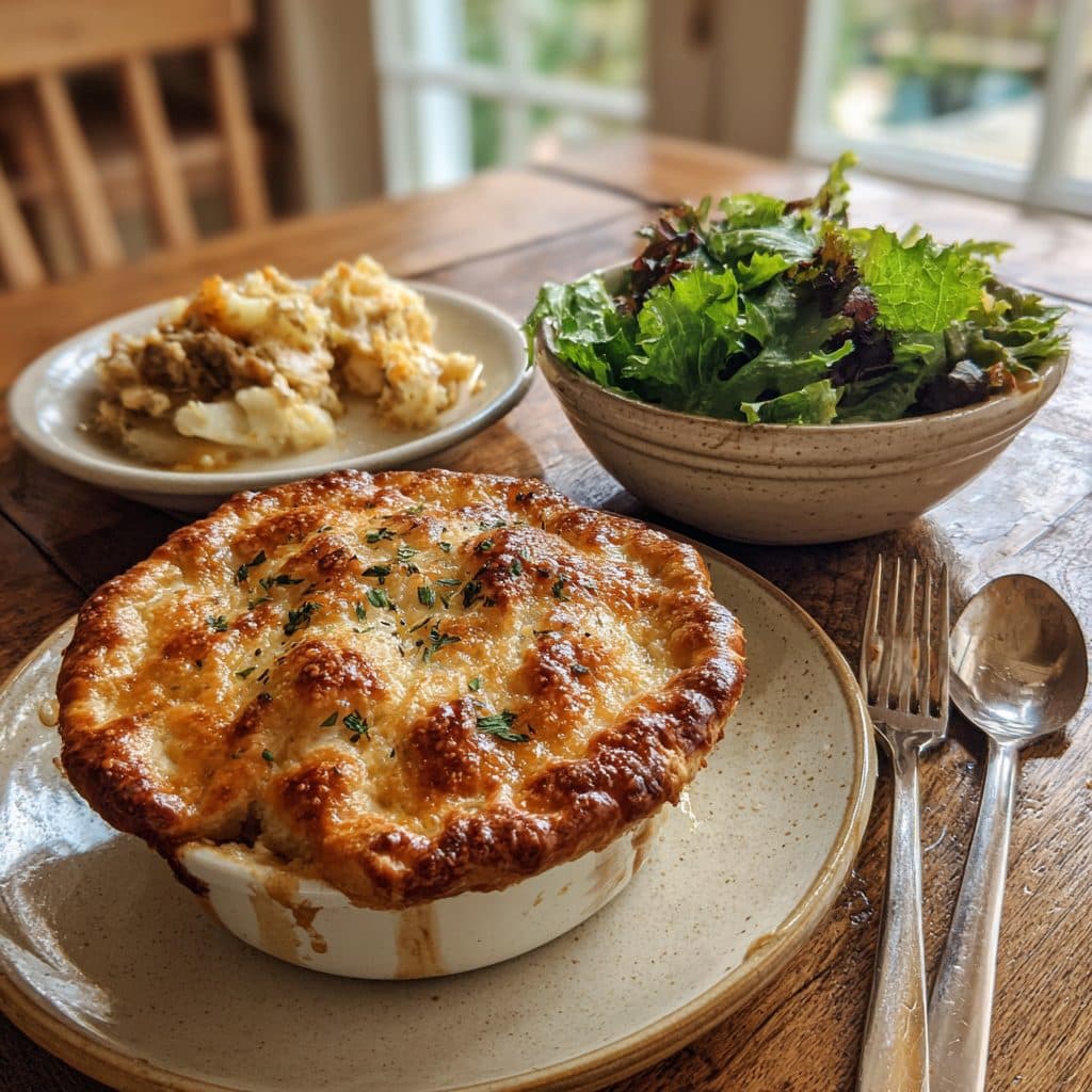 Hearty Chicken and Root Vegetable Pot Pie with Savory Oat Topping
