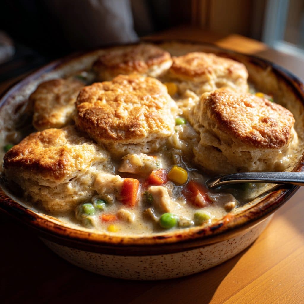 Hearty Chicken and Vegetable Pot Pie with Biscuit Topping
