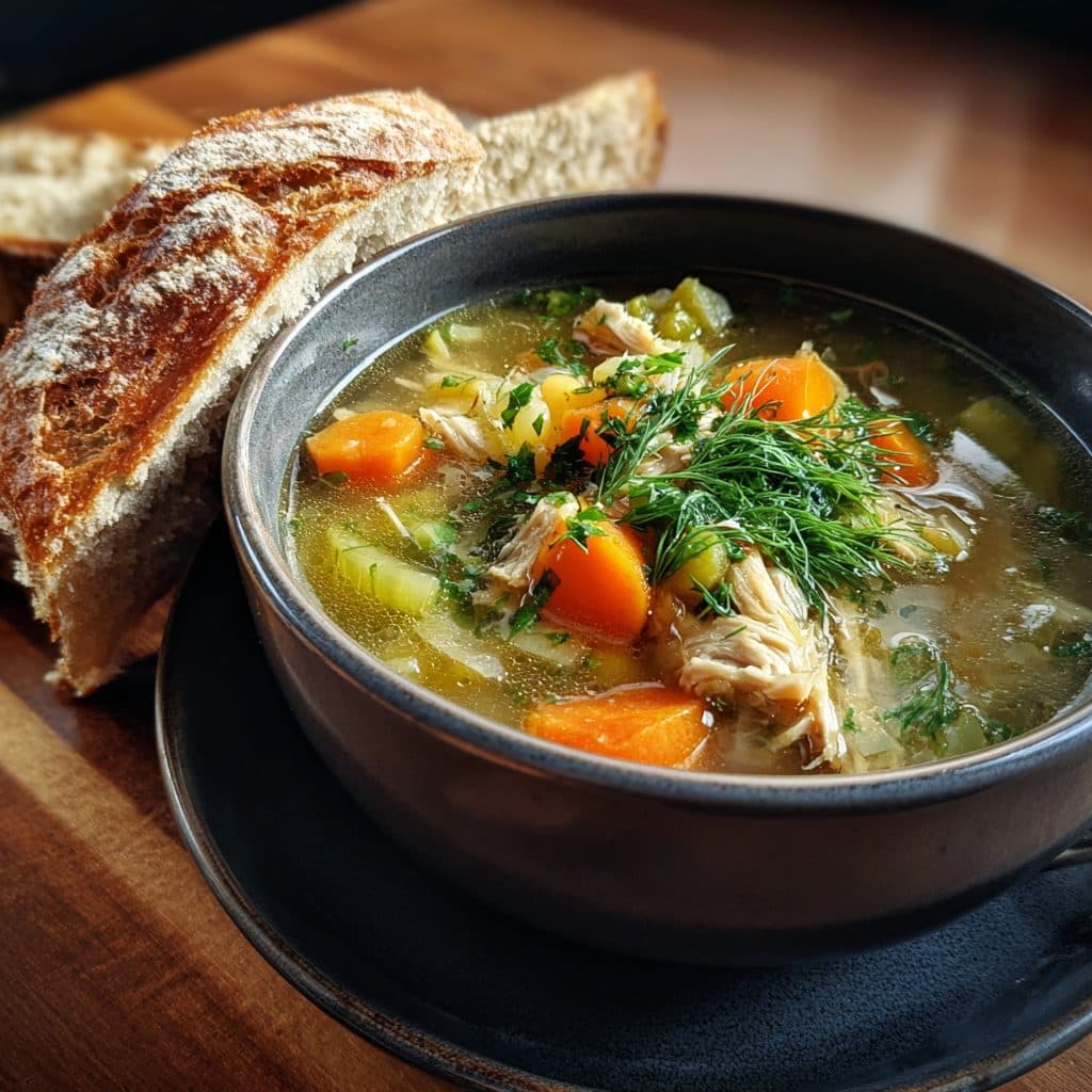 Hearty Chicken and Vegetable Soup with Dill