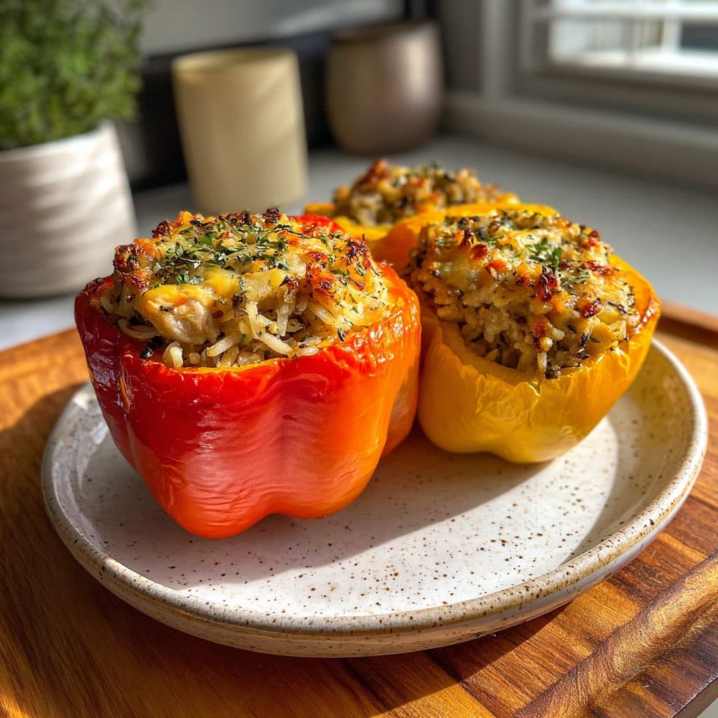 Hearty Chicken and Wild Rice Stuffed Bell Peppers