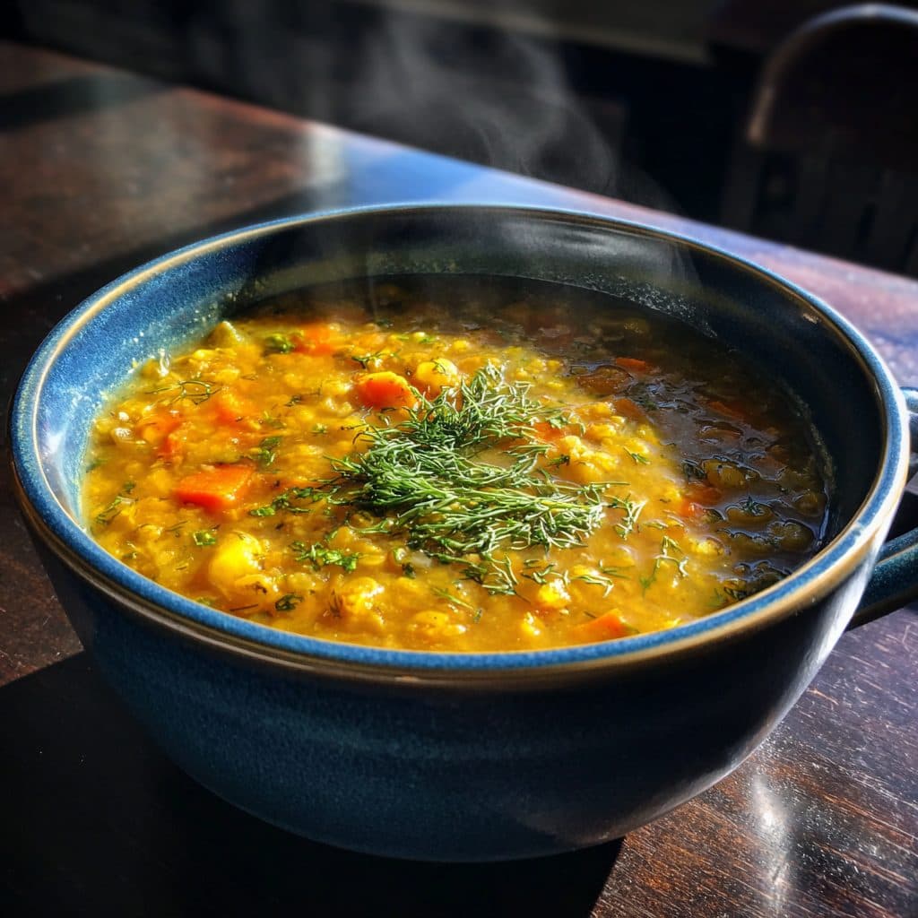 Hearty Lentil and Vegetable Soup with Dill