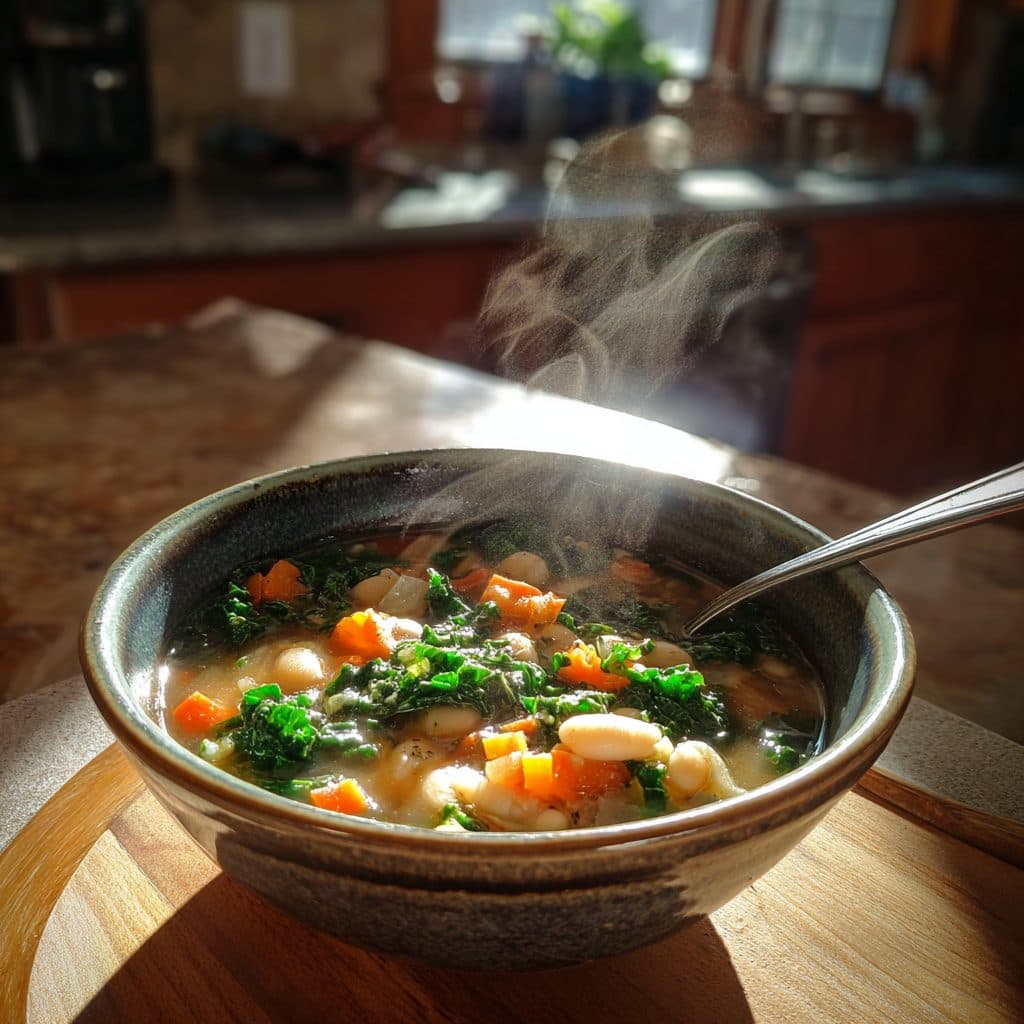 Hearty Vegetarian White Bean and Kale Soup