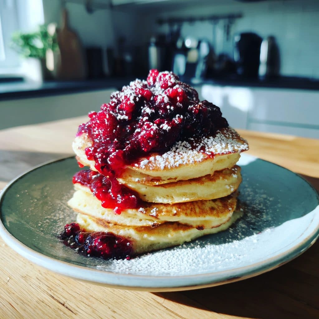 Irish Soda Bread Pancakes with Berry Compote