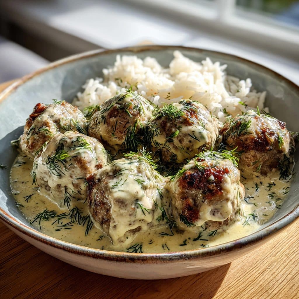 Lamb Meatballs with Creamy Dill Sauce