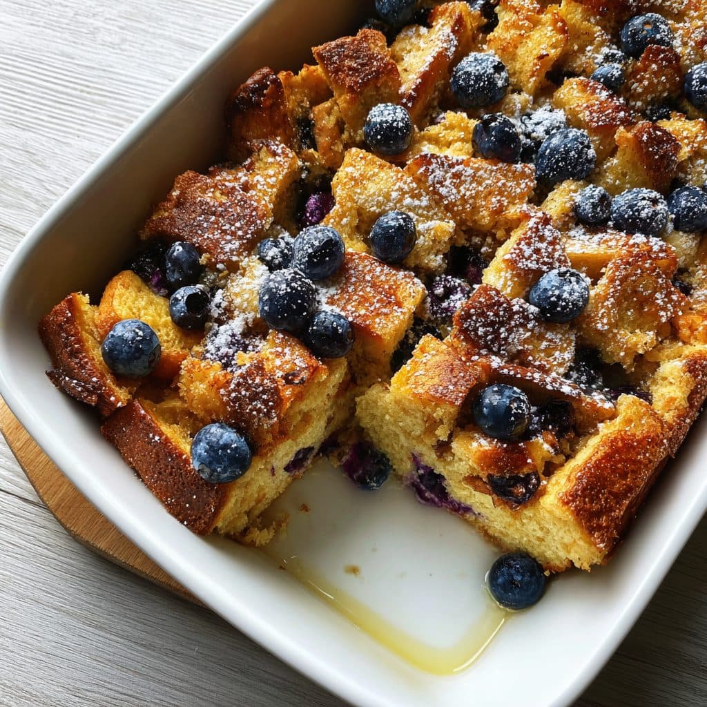 Lemon Blueberry Baked French Toast Casserole