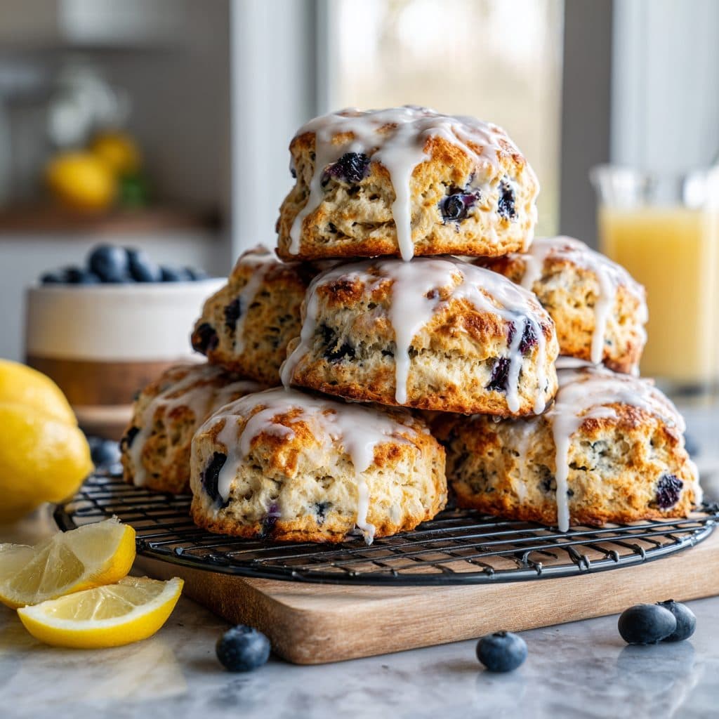 Lemon Blueberry Scones with Glaze