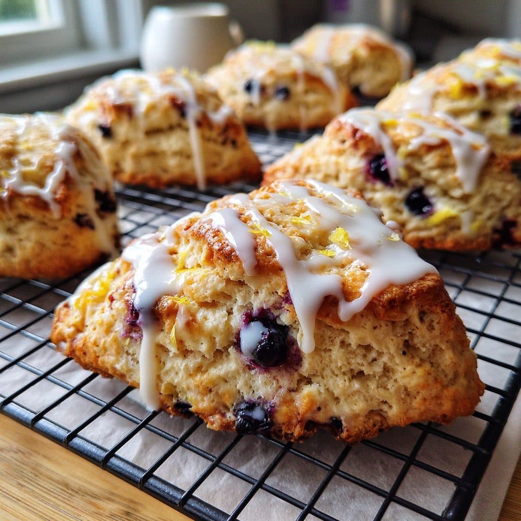 Lemon Glazed Blueberry Scones