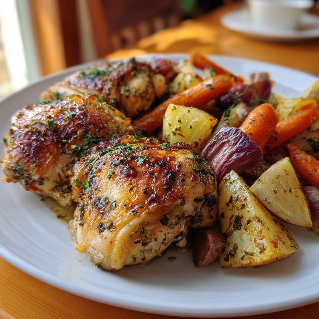 Lemon Herb Roasted Chicken with Root Vegetables