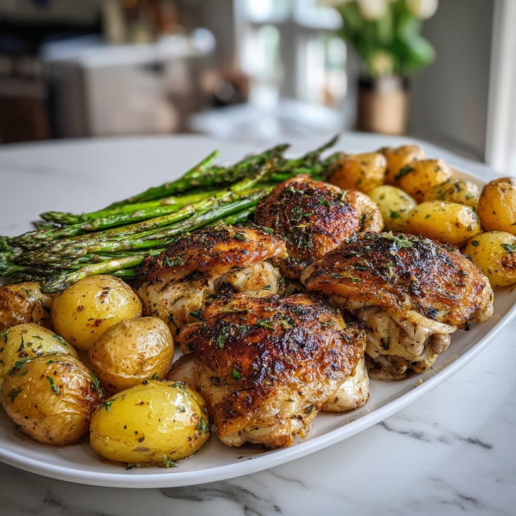 Lemon Herb Roasted Chicken with Spring Vegetables