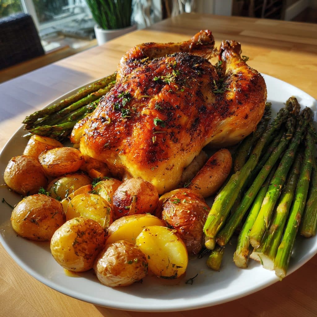 Lemon Herb Roasted Chicken with Spring Vegetables