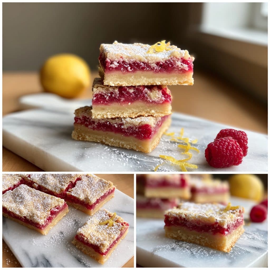 Lemon Raspberry Bars with Shortbread Crust