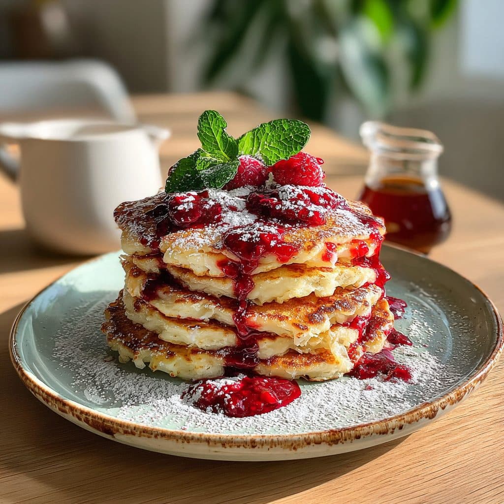 Lemon Ricotta Pancakes with Berry Compote