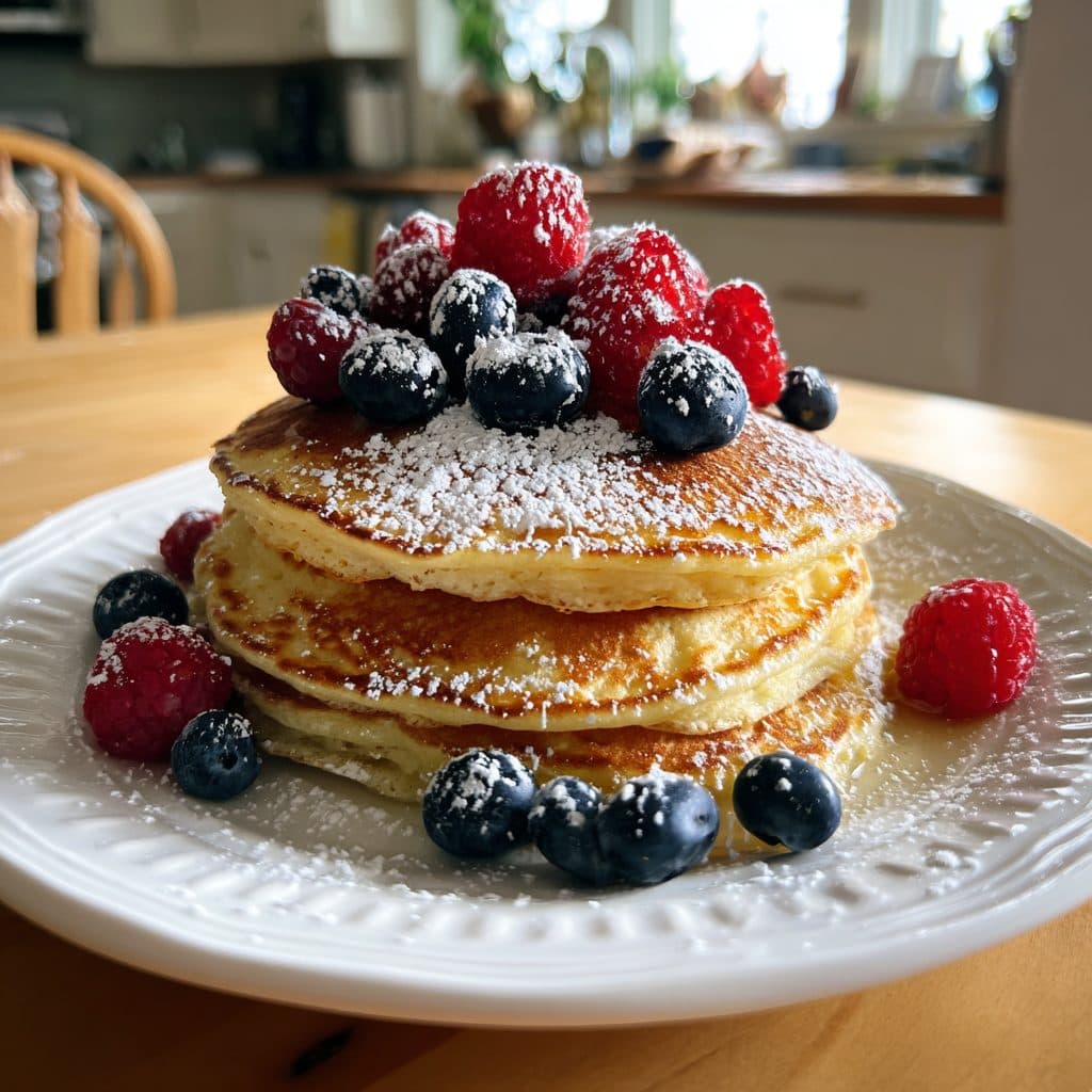 Lemon Ricotta Pancakes with Fresh Berries