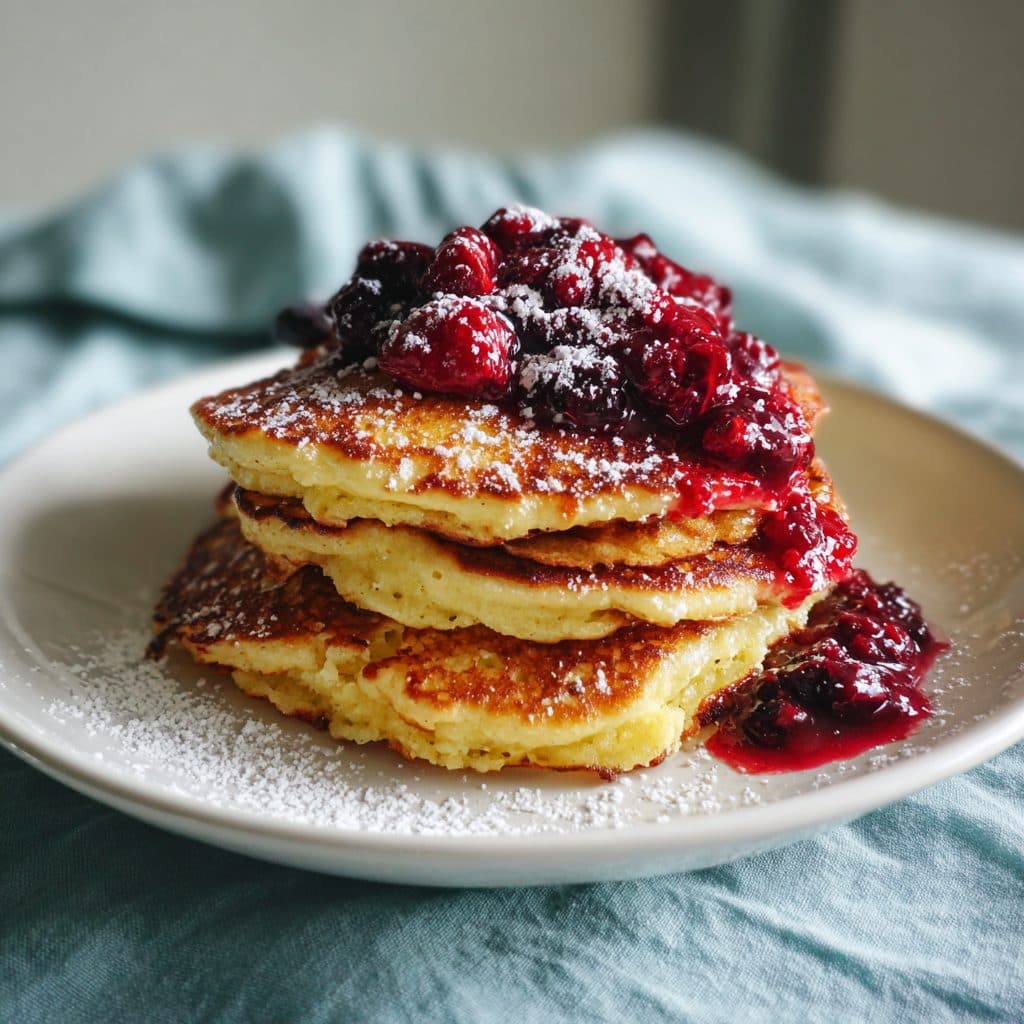 Lemon Ricotta Pancakes with Mixed Berry Compote