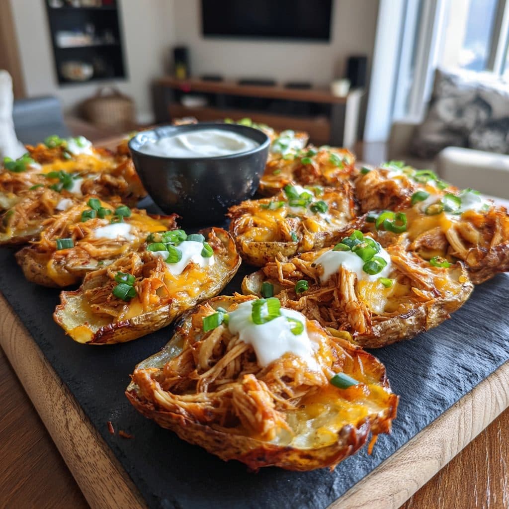 Loaded Chicken and Cheese Potato Skins